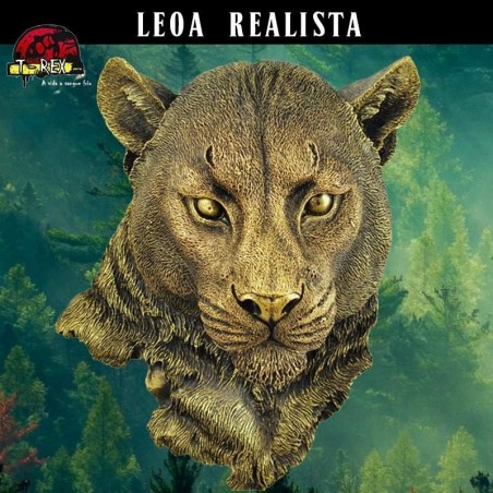 escultura cabeca leao leoa